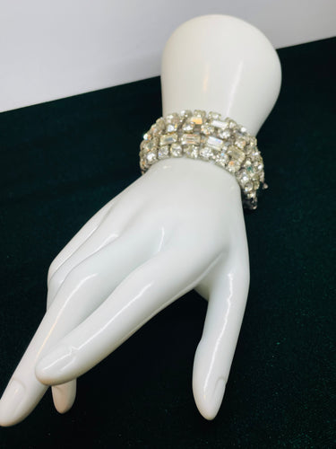 Silver 5 Row Rhinestone Bracelet